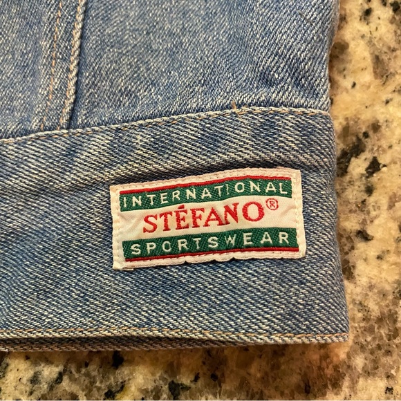 VTG Stefano 80s Blue Patchwork Light Wash Cropped Jean Jacket Denim Size M - Picture 3 of 9